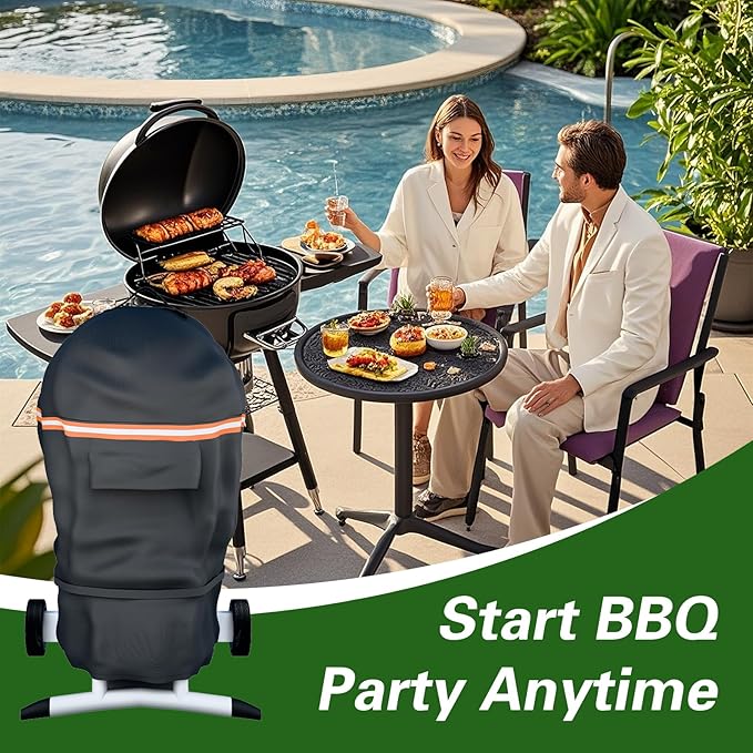 EVRBUL Electric Grill Cover Compatible with Char-Broil Patio Bistro, Waterproof Heavy Duty 420D Electric Grill Cover, Small BBQ Cover with Air Vent Windproof Straps 26" L x 24" W x 38" H