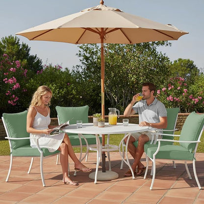 Summsun Outdoor Chair Cushions Set of 4, 22 x 22 Inch, Sage Green | Double-Sided Water Resistant, Removable Cover, Back Pillow & Seat Cushion, Tie Straps, Fit for Patio, Garden, Sofa Couch