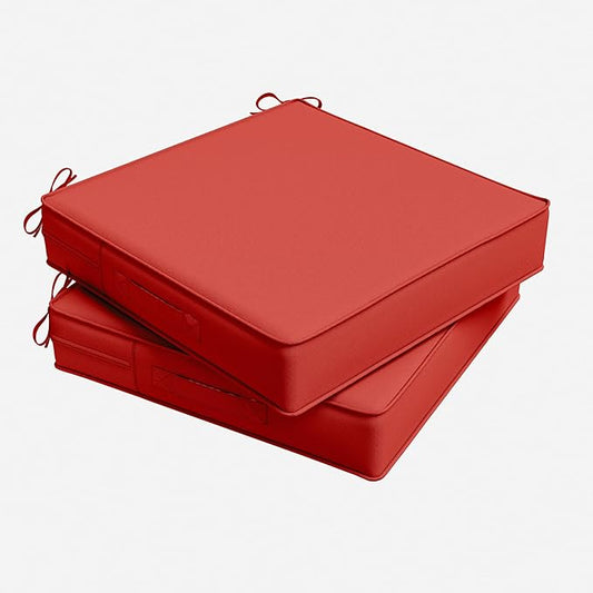 Outdoor Chair Cushion 22 x 22 x 4 Inches Patio Furniture Outdoor Waterproof Seat Cushion, Patio Chair Cushion with Handles and Ties, Square Dining Chair Cushion Set of 2, Red