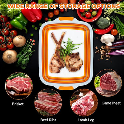 BBQ Prep Tub with Lid and Cutting Board - Collapsible Barbecue Tool Set for Marinating, Grilling, BBQ Prep Station for Outdoor Cooking, Camping Kitchen Accessories & Barbecue Utensils, XX-Large Orange
