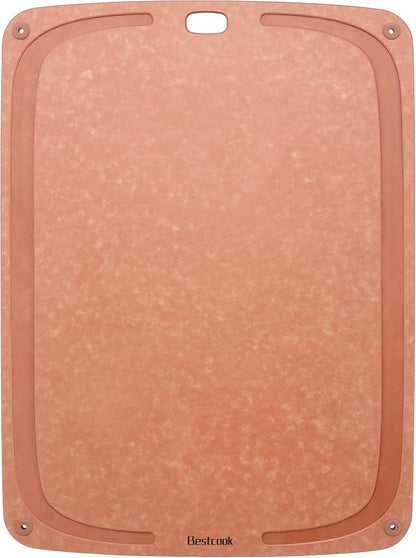 Wood Fiber Cutting Board for Kitchen - Premium Wood Fiber Cutting Board with Juice Groove and Non-slip Feet, Dishwasher Safe, Knife-Friendly Chopping Board for Meat, Bread, Fruit, 17.3”x12.8”, Wooden
