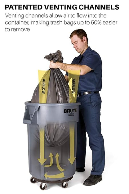 Rubbermaid Commercial Products BRUTE Heavy-Duty Round Trash Can with Venting Channels, 10-Gallon, Blue, Waste Container for Landscapers/Construction Sites/Restaurants/Offices/Warehouses/Home, Pack of 6