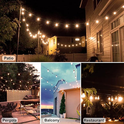 108FT (27FT*4) LED Outdoor String Light Waterproof Terrace Light, S14 Shatterproof Replaceable Bulb (4 Spare Bulbs), Connectable (Maximum 918FT) Edison Vintage Backyard, Porch, Deck Lights