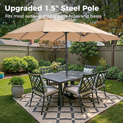 SUPERJARE 13FT Outdoor Umbrella for Patio, Double sided Pool Umbrellas with Fade Resistant Canopy, Large Table Umbrella for Deck, Market, Backyard - Beige(No Base)