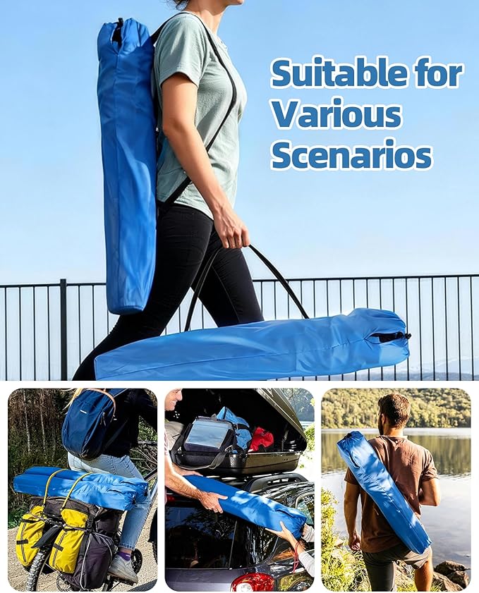 HaSteeL 2PCS Camping Chairs with Detachable Umbrella, Folding Beach Chair for Adults, Large Portable Foldable Chair for Outdoors Fishing Hiking Travel Picnic Lawn, Supports 275lbs, Storage Bags, Blue