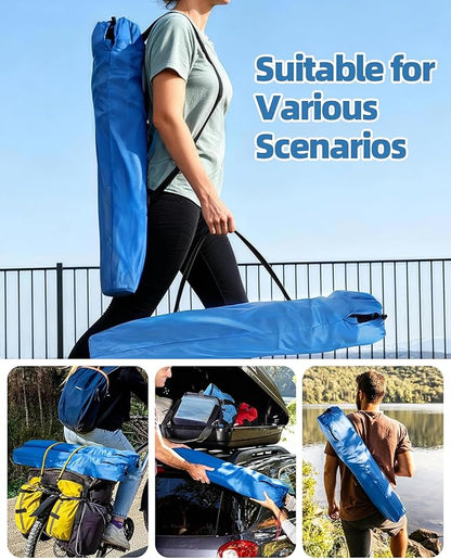 HaSteeL 2PCS Camping Chairs with Detachable Umbrella, Folding Beach Chair for Adults, Large Portable Foldable Chair for Outdoors Fishing Hiking Travel Picnic Lawn, Supports 275lbs, Storage Bags, Blue