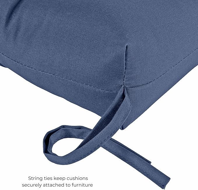 Modern Outdoor Chaise Lounge Cushion with Ties – Durable Polyester Fabric, Channel-Filled Polyfiber Insert, Removable Zippered Cover, Navy