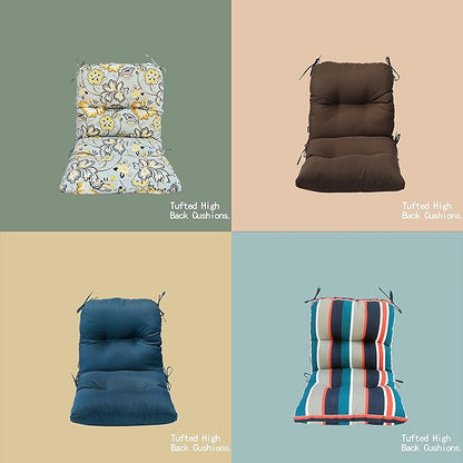 Outdoor Chair Cushions, Fade Resistant Replacement Tufted Cushion for Patio Dining Chair, Set of 2, Teal Blue