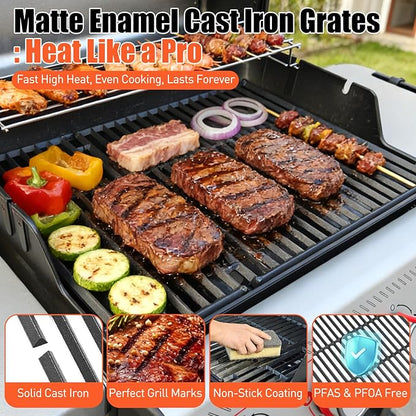 17.5" Grill Grates for Weber Spirit 300/400 & GS4 Spirit II 300 Series, Spirit E/S-310 E/S-320 E/S-330 E425 E435, Genesis Silver/Gold B & C, Spirit 700,Cast Iron Grill Parts for Weber Spirit 7638 7639