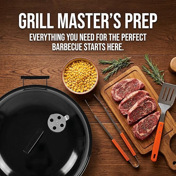 18 Inch Kettle Grill, Portable Charcoal Grill with Enamel Lid & Ash Catcher for Outdoor Camping and Small Patio Backyard