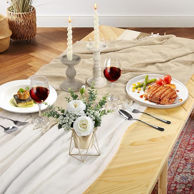 Folding Picnic Table with Table Runner, Portable Boho Low Picnic Table for Indoor Outdoor, 44" x 22" Wooden Table with Adjustable Heights for Camping, Wedding, Beach, Garden, Party(Small Size for 4)