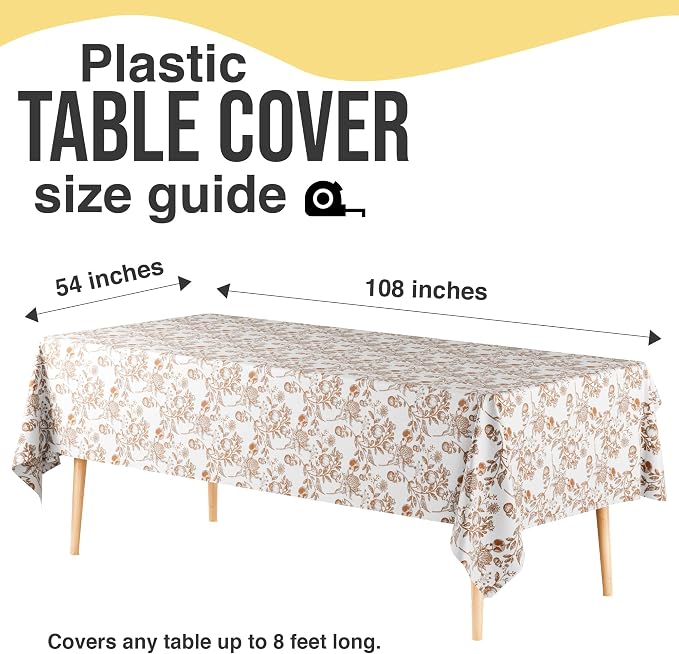 Exquisite 66% Thicker Floral Plastic Tablecloth Rectangle 54x108 Inch 6 Pack - Pomegranate Disposable Summer Table Cloth Tea Party Decorations - Fruit Print Table Cover Bridal Shower Wedding Fall