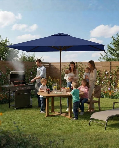 6.5x10FT Patio Umbrella, Outdoor Umbrella with Push Button Tilt and Crank, 8 Sturdy Ribs, UV Protection & Waterproof Market Umbrella for Pool, Backyard, Beach,Deck (Navy)