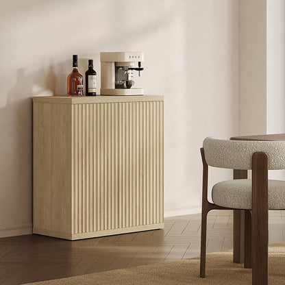 SICOTAS Buffet Cabinet with Storage Accent Sideboard Modern Credenza with Doors & Shelves Fluted Media Console Mid Century Coffee Bar Table for Living Room Kitchen Dining Room Hallway