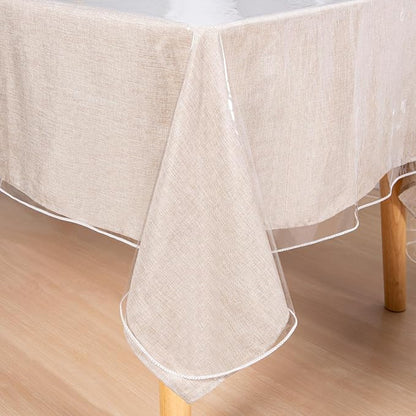 JIUZHEN Clear Vinyl Tablecloth 54x54 Inch - Waterproof Oil-Proof Plastic Table Cover, Heavy Duty Stain Resistant, Easy Clean for Dining, Party, Camping (Square)