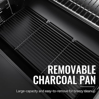 Royal Gourmet CC2036F Barrel Charcoal Grill with Offset Smoker, Outdoor BBQ Grill with 1200 Sq. In. Grilling Area for Large Event Gathering, Black