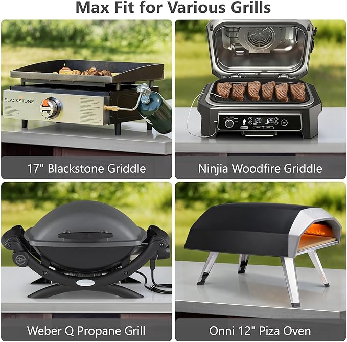 78.3" Outdoor Kitchen Island with Foldable Grill Table, Wooden Outdoor Grill Cart with Trash Can Storage & Stainless Steel Top, Outdoor Bar Cart, Pizza Oven Table for Lawn & Garden (Dark Brown@76)