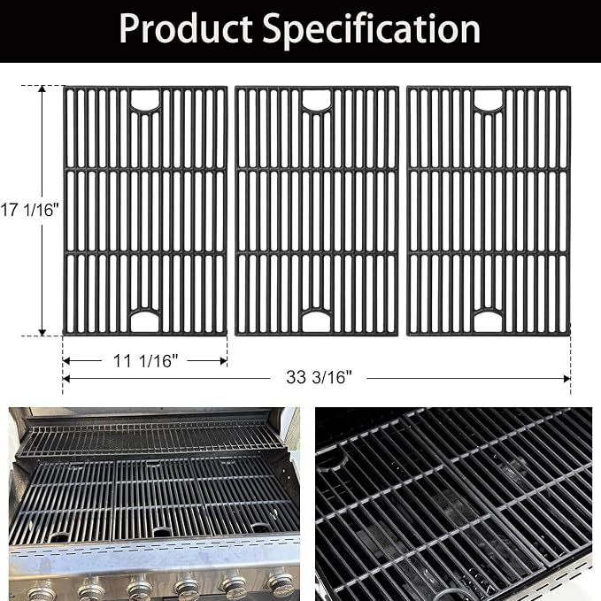 Criditpid Grill Replacement Parts for Nexgrill 720-0882A 720-0882AE 730-0882 730-0882AE, Grill Heat Plates, Burner Tubes, Igniter & Cast Iron Grates for Nexgrill Evolution Infrared Plus 5-Burner Grill