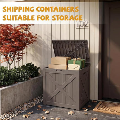 40-Gallon Outdoor Storage Box, Waterproof Deck Box for Patio Cushions, Garden Tools, Pool Accessories, Lockable Outside Storage Bin for Backyard & Deck (Grey)