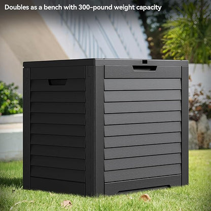 YITAHOME 35 Gallon Outdoor Storage Box, Waterproof Resin Deck Box and Package Delivery with Lockable Lid for Patio Furniture Cushions, Pool Accessories, Garden Tools, Black