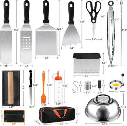 42PCS Blackstone Griddle Accessories Kit, Flat Top Grill Accessories Set for Blackstone and Camp Chef, Grill Spatula Set with Melting Dome, Burger Press, Gifts for Men, for Men