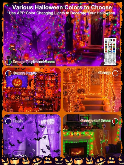 400 LED Smart Color Changing Fall String Lights APP & Remote for Halloween | 131 FT Halloween Twinkle Lights IP44 Waterproof, Timer, Music Sync, Multiple Colors & Modes Outdoor Christmas Fall Decoration