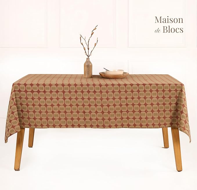 100% Cotton Hand Block Printed, Tablecloth for Kitchen, Dining, Table Cover for Parties, Chritmas, Weddings, Barbecues and Summer picnics Table Cloth