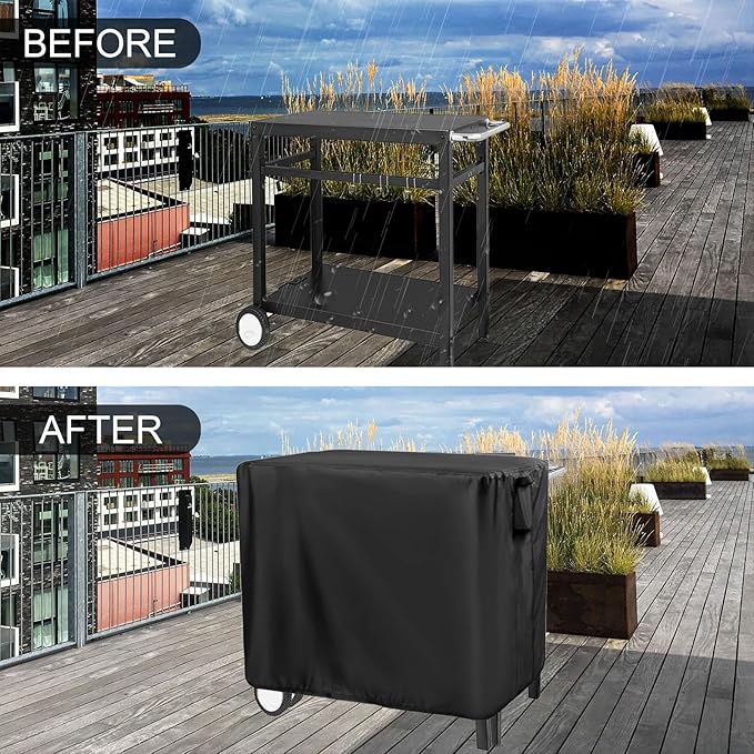 Prep Table Cover for Royal-Gourmet Double-Shelf Movable Dining Cart Table, 40inch Outdoor BBQ Cart Cover Bar Tool Cart Covers Cooler Covers - 41"L×24"W×32"H, Black