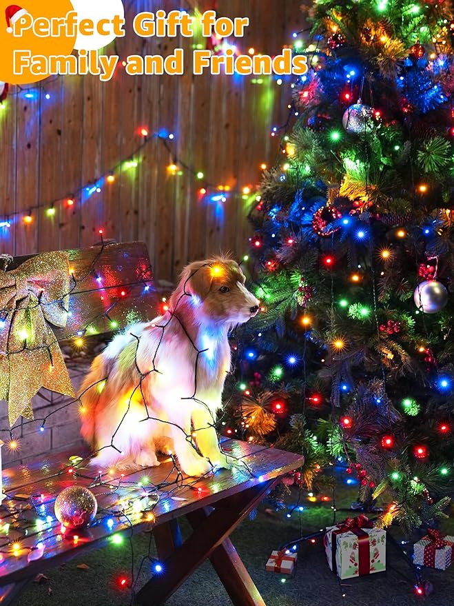 BrightChristmas 328 FT 1000 LED Christmas Lights, Waterproof Outdoor String Lights with Remote and Timer, Christmas Tree Lights with 8 Modes Dimmable, Fairy Lights for Holiday Decor (Multicolor)