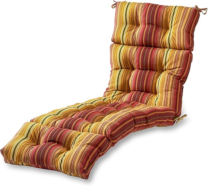 Greendale Home Fashions 72 x 22-inch Outdoor Chaise Lounge Cushion, Cinnamon Stripe