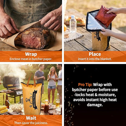 BBQ Blanket for Resting Meat – Insulated Brisket Blanket Bag, Reusable Meat Resting Blanket for Smoking, Grilling, Prep Tub Use – BBQ Accessories for Brisket, Ribs, Pork Shoulder, 21"x21"