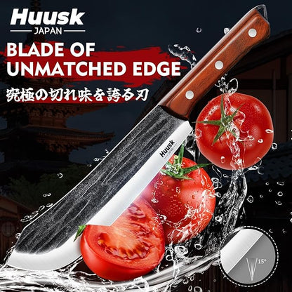 Huusk Butcher Knife Set for Meat Cutting, 3PCS Carving BBQ Brisket Knives, Hand-forged Kitchen Knive Set with Ergonomic Handle, Gifts for Men Women