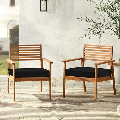 downluxe Outdoor Chair Cushions Set of 6 for Patio Furniture, Water-Resistant Square Corner Patio Chair Cushions with Ties, High Density Foam Outdoor Seat Cushion, 18.5" X 16" X 3", Black