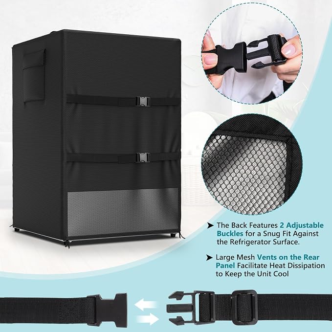COSHNIBI Outdoor Refrigerator Cover,420D Oxford Waterproof Upright Freezer Cover,Front Can Be Rolled-Up by Zippers (23"Lx22"Wx34"H)
