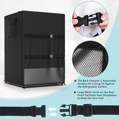 COSHNIBI Outdoor Refrigerator Cover,420D Oxford Waterproof Upright Freezer Cover,Front Can Be Rolled-Up by Zippers (23"Lx22"Wx34"H)