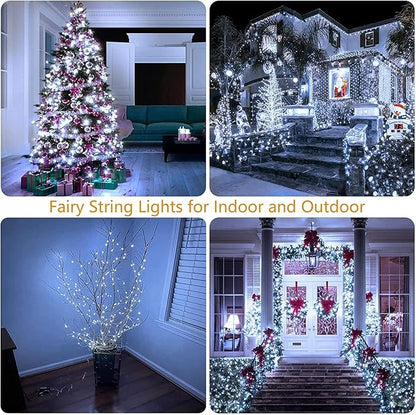 66FT 200 LED Fairy Lights with Remote, Plug in Twinkle Light Outdoor Indoor | 8 Modes, Timer, Dimmable, Memory Function, Waterproof Cool White String Lights for Bedroom Garden Party Christmas Decor