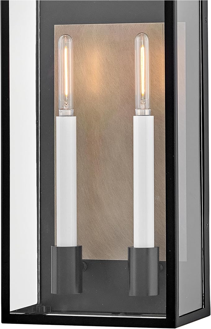 Hinkley Campbell Large Outdoor Wall Mount Lantern, Black/Burnished Bronze