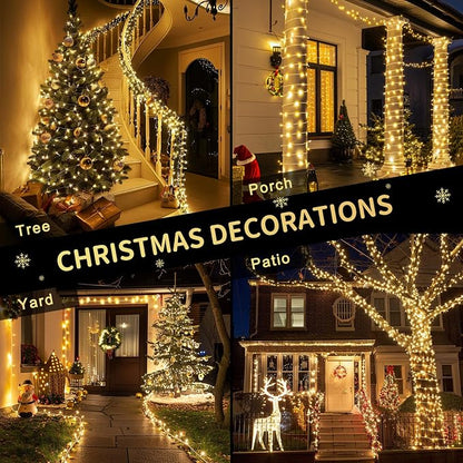JMEXSUSS Outdoor Christmas Lights, 315ft 1200 LED Christmas Tree Lights | String Lights Plug in with Remote - 8 Modes Warm White Xmas String Light for Wedding Holiday Yard Party Indoor Decoration