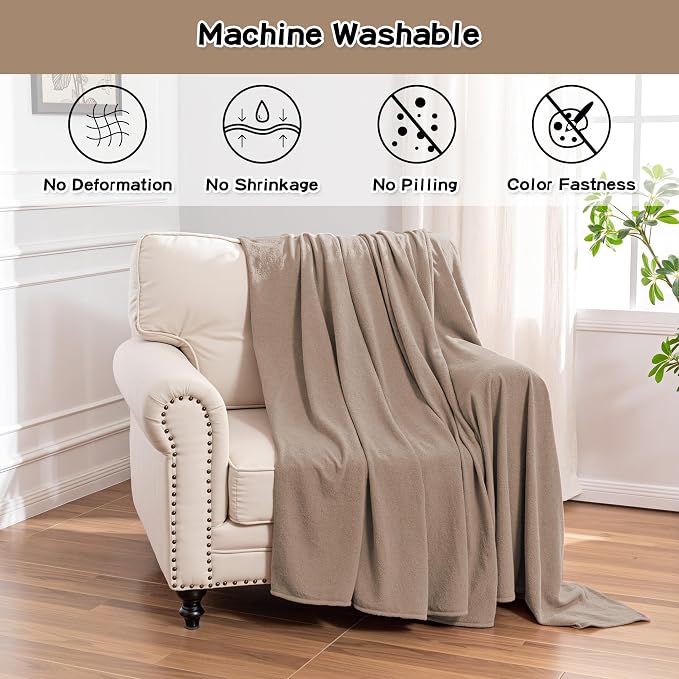 MEETSKY Small Couch Cover Oversized Armchair Sofa Covers Washable for Dogs Single Recliner Sofa Slipcover, Cat Scratch Proof Soft Sofa Throw Protector for Pets, 71" x 91", Khaki