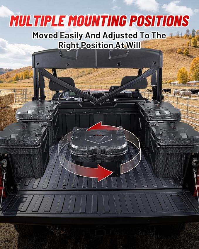 StarknightMT 24L Carbon Fiber Bed Storage Box, Lockable Off-Road Cargo Organizer Compatible with 2016-2026 Polaris Ranger 500/570/900/1000 XP & General 1000, Heavy-Duty