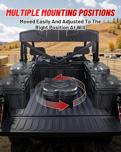 StarknightMT 24L Carbon Fiber Bed Storage Box, Lockable Off-Road Cargo Organizer Compatible with 2016-2026 Polaris Ranger 500/570/900/1000 XP & General 1000, Heavy-Duty