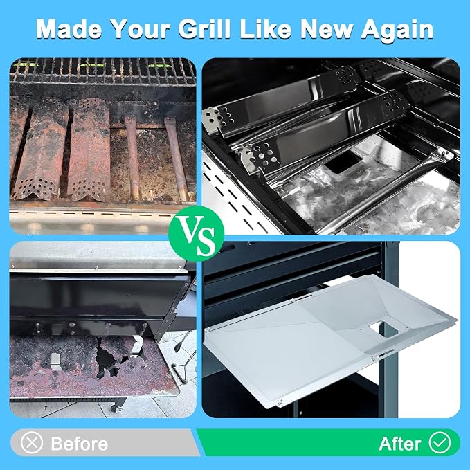 Replacement Parts for Nexgrill 720-0882A 720-0888N 720-0888S 720-0896 720-0888, Grease Tray Drip Pan & Heat Plates for Nexgrill 5 Burner 720-0882A Gas Grill