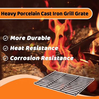 7638 Grill Grates for Weber Spirit 300 & Spirit II 300, E310 E315 E320 E330 S310 S315 S320 S330, Genesis Silver Gold B C Side Control, Porcelain-Enameled Cast Iron Cooking Grids Replacement, 2 Pack