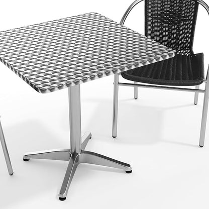 Flash Furniture 27.5'' Square Aluminum Indoor-Outdoor Table Set with 2 Black Rattan Chairs | Indoor/Outdoor Use, Black Rattan Chairs