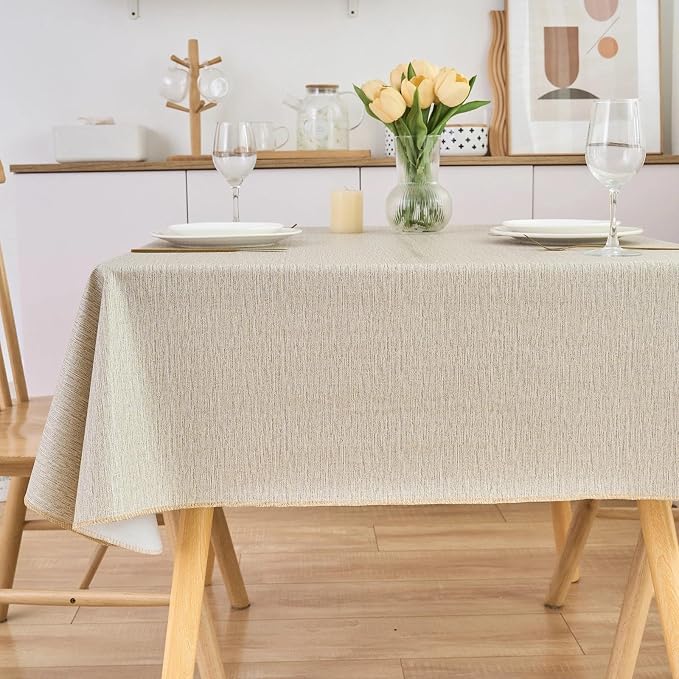LIBERECOO Heavy Duty Vinyl Tablecloth with Flannel Backing Waterproof Oil-Proof Plastic Table Cloth Stain-Resistant Wipeable Rectangle or Square Table Cover for Indoor and Outdoor 54 x 54 Inch