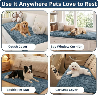 OstepDecor Couch Cover for Dogs, Washable Non Slip Sofa Cover for Pets | Soft Couch Covers for Sofa, Loveseat and Sectional, Furniture Protector Against Pet Hair & Dirt (35.4" x 35.4", Blue)