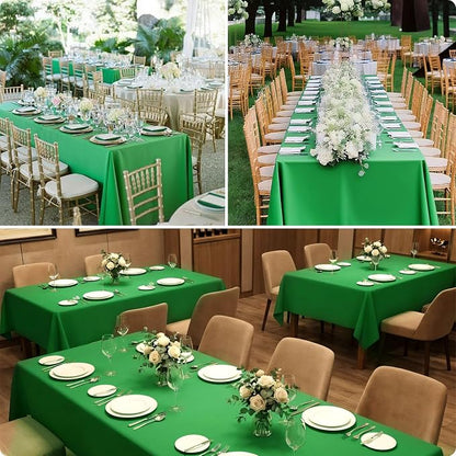 8 Pack Green Rectangle Table Cloth 60 x 102 Inch For 6 Foot Tables | Wrinkle Resistant Tablecloth, Washable Polyester Fabric, Rectangular Tablecloth for Wedding Party Banquet Buffet