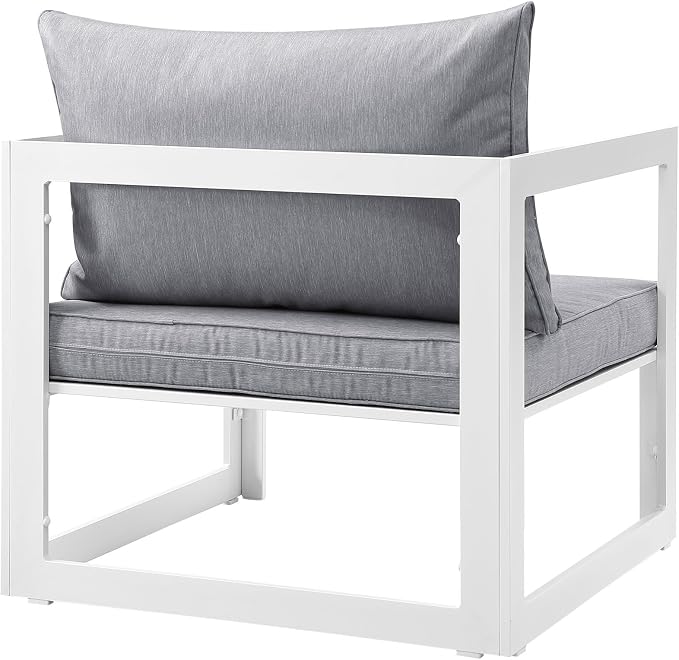 Modway Fortuna Aluminum Outdoor Patio Armchair in White Gray