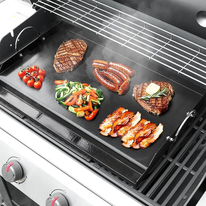 onlyfire 25" x 16" Ceramic Coated Non-Stick Flat Top Griddle Insert | Removable Handles, Wavy Ventilation, Grease Groove, For Gas and Charcoal Grills, Tailgating, Camping and Parties