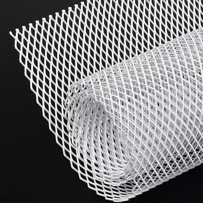 AggAuto Universal 40"x13" Car Grill Mesh 6x12mm Rhombic Hole White | Aluminum Alloy Automotive Grille Insert Bumper, One of the Most Multifunctional Shape Grids 100x33cm